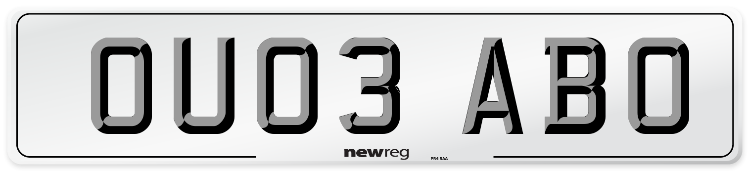 OU03 ABO Number Plate from New Reg